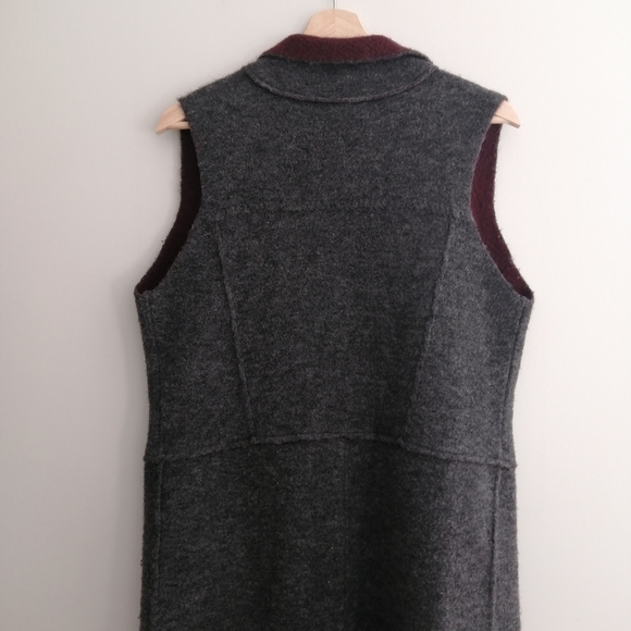 Anthropologie Moth Morris Wool Sleeveless Duster Vest Gray Maroon XS/S - Picture 12 of 17